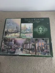 Vintage Thomas Kinkade 3 Jigsaw Puzzles Painter of Light 100-550-700 Pieces
