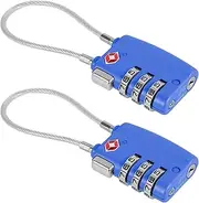 [Kandishiex] US 2Pcs Luggage Combination Lock Wear Resistant Suitcase Locks Warp Travel Locks Stable Luggage Locks 3 Digit Combination Lock Easy to Open Luggage Locks Suitable for Suitcases(2,blue)