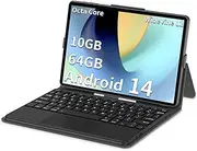 [COLORROOM] Android Tablet, 10.1 inch Octa-Core Android 14 Tablets with 10GB RAM + 64GB ROM 1TB Expand, GPS, 6000mAh, 1280x800 IPS Display, BT5.0, Dual Camera, WiFi 5, GPS (Black Set)
