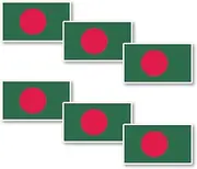 Bangladesh Flag Sticker 6 Pack.60mm x 35mm Each Quality Water & Fade Proof Vinyl