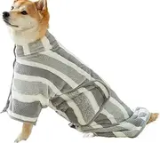 [Generic] Dog Bath Towel | Dog Grooming Bath Towel | Striped Wearable Absorbent Quick Dry Microfiber Blanket For Puppy Home Salon Beach After Swim Car Rides