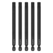 5pcs 6mm Metric Hex Head Wrench Drill Bit 100mm Length Magnetic Bits, Black