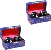 FOMIYES 4 Pcs Massage Ball Exercise Ball Marble Baoding Balls Hand Exercise Hand Balls Fortherapy Hand Playing Ball Workout Balls Hand Enamel Black