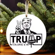 Trump McDonald I'm Lovin It Christmas Ornaments, Ceramic Hanging Ornament Gift