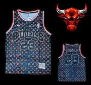 CHICAGO BULLS NBA BLACK AND RAINBOW MICHAEL JORDAN 23 JERSEY SIZE 4XL