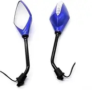 Rearview Mirrors LED Turn Signal For MT07 MT09 MT10 FZ1 FZ6 FZ09 FZ8 XSR 700 XSR 900 YZF R125 FJR1300 Tracer 900 With LED Turn Signal Light Motorcycle Rearview Mirror 8 10MM Universal(Blue,8mm)