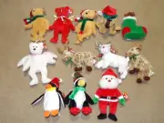 Ty Beanie Babies Asstd Christmas Santa Zero Toboggan Rudy Sleighbelle Halo Gift+