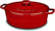 Cuisinart CI755-30CR Chef's Classic Enameled Cast Iron 5-1/2-Quart Oval Covered Casserole, Cardinal Red
