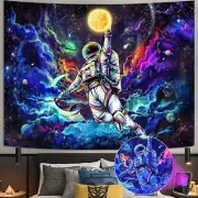 Kampdream Blacklight Astronaut Space Tapestry, UV Reactive Galaxy Universe