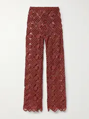[Sara Cristina] Sara Cristina - Playa Crocheted Cotton Pants - Red - x large x large Red