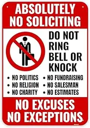 1PC No Soliciting Sign for Home, 10 x 7 Inches - Aluminum - Do Not Knock Please Dont Ring Doorbell - No Silication Solicitors Soliciting Sign for Front Door Home House
