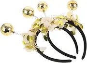 [WRITWAA] 2pcs Golden Ball Headband Decorative Hair Hoop 1970s Disco Costume Headbands Retro Disco Headwear Disco Hair Band Stage Decorative Hairband Party Hair Decor Plastic