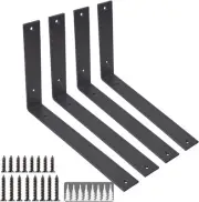 Shelf Brackets L Bracket 12 Inch 4PCS Heavy Duty 12 Inch, Frost Black-4pcs