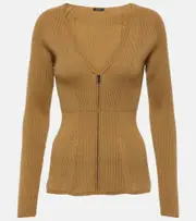 [Joseph] Joseph Wool ribbed-knit cardigan AU 14 brown
