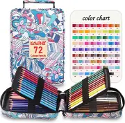 Colouring Pencils Set of 72 Colours with Zipper Case Colouring Book Art Drawing