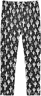 [Joisal] Minimal Cactus Black Girl Leggings, Suitable for Dance Pants Girls, Little Girl Leggings, 4-10T