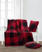 Artemis Holiday Decorative Red Plaid Pillows and Throw 3-Pc. Set