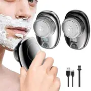 2pcs Mini Shaver Portable Electric Shaver Upgrade Rechargeable Pocket Razor for Men -Black and Silver