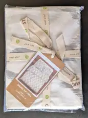 WEST ELM Organic Cotton IKAT LINKS Set (2) Standard Pillow Shams Frost Gray NEW