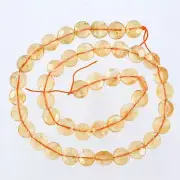 Natural Citrine Flat Round Coin Faceted Beads 9mm 15.75" #62041