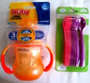 2/pack-NUBY wide neck 3 Stage Nurser Sippy Cup & Infant Flatware Spoon BPA Free