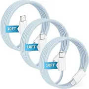 [MFi Certified] USB C to USB C Fast Charging Cable for iPhone 16,3Pack 10Ft 100W USB C to USB C Fast Charging Power Delivery Cable Woven Cord for iPhone 16/16 Plus/16 Pro/16 Pro Max/15/15Pro/15Pro Max