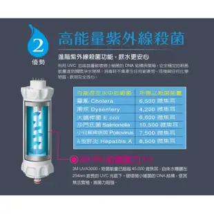 【3M】UVA3000紫外線殺菌淨水器(附原廠到府安裝)-加贈替換濾心1支