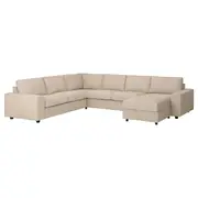 VIMLE corner sofa, 5-seat w chaise longue, with wide armrests/Hillared beige