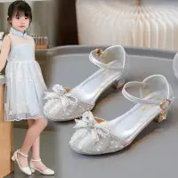 在飛比找蝦皮購物優惠-女童半涼鞋新款夏季時尚韓版公主鞋女孩水鑽高跟鞋