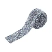Silver Crystal Rhinestone Ribbon Sparkling Rhinestone Ribbon Mesh AB Color