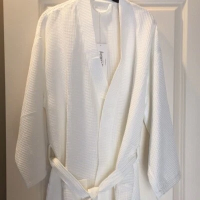 OLEG CASSINI Couture ONE SIZE White WAFFLE ROBE 8022 Brand New NWT ~ FREE SHIP!