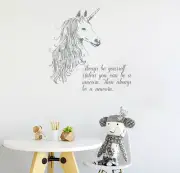 Wall Decals Always be Yourself Quote Unicorn Vinyl Sticker Home Decor Kids ML34
