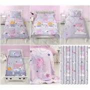 Peppa Pig Sleepy - Junior Single Double Duvet Cover Sets, Curtains, Blanket