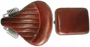 AEspares PURE LEATHER FRONT REAR SADDLE SEAT BROWN COLOR Compatible With ROYAL ENFIELD CLASSIC