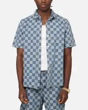 [XXIII] Xxiii Checker Board Button Up Shirt Blue - Size M M Blue