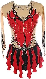 [Zagitova] Figure Skating Dress for Girls Graceful Patchwork Women Competition Dance Outfits with Shiny Rhinestone