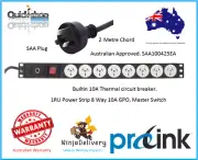 Rack Mount PDU Power board 8 Way 19" 1RU Strip Rail Powerboard Master Switch