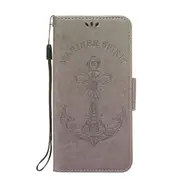 Pressed Printing Mermaid Anchor Pattern Horizontal Flip PU Leather Case for Sony Xperia 10 / XA3, with Holder & Card Slots & Wallet & Photo Frame(Grey)
