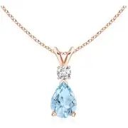 Aquamarine Teardrop Pendant with Diamond