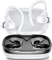 Wireless Earbuds, 60H Playback Bluetooth 5.3 Headphones,Noise Cancelling Wireless Headphones with LED Battery Display, Mics Clear Call, IPX7 Waterproof Bluetooth Earbuds for Workout Sports (WHITE)