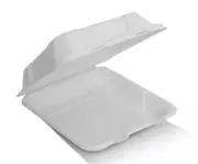 100x Disposable Snack Box 230x230x81mm White Sugarcane Eco-Friendly Takeaway