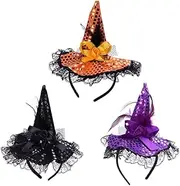[Totority] 3pcs Decorative Halloween Headbands Witch Hat Design Comfortable Hair Bands for Boys and Girls for Costume Parties and Dress-up Events Lightweight and Unique Accessories