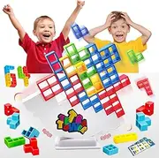 64 Pieces Tetra Tower Game Building Blocks Balance Game, Stacking Game Toy Decompression Balance Building Blocks Puzzle Games Gifts for Boys and Girls from Years 3+ Arts and Crafts