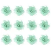12-Pack Chiffon Flowers 1.97 x 1.97" Fabric Flowers for Craft [Mint Green]