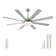 62 inch Ceiling Fans with Lights and Remote Control, Large Modern Brushed Nic...