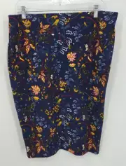 Jules and Leopold Skirt Womens Large Blue Floral Knit Pull On Artsy Boho
