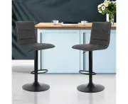 Artiss 2x Bar Stools Gas Lift Vintage Leather Grey