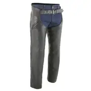 Milwaukee Leather SH1190 Men's Classic Black Leather Chaps with Zipper Thigh