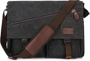 Messenger Bag for Men,RAVUO Water Resistant Canvas Satchel 14 15.6 17 Inch Laptop Briefcase Vintage Casual Satchel