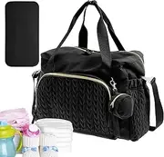 Diaper Bag | Large Capacity Tote with Pacifier Case | Reusable Travel Accessories, Baby for Home, Travel, Hospital, Shoulder Backpack for Moms & Dads